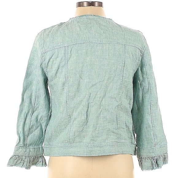 NEW Ann Taylor LOFT LINEN Seafoam Green jacket M Medium with tags NWT - Picture 2 of 2